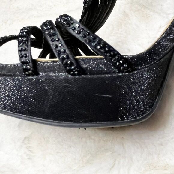 Gianni Bini Black Sparkly Embellished Formal Prom Heels Size 9 - Picture 12 of 14